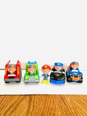 Blippi Assorted Vehicles Lot(4)Fire Police Trash Truck Some Wear Read Jazwares